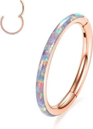 FUNLMO 316L Surgical Steel Nose Ring Hoop Opal Cartilage Earring Conch Daith Rook Orbital Helix Daith Tragus Piercing Jewelry Cartilage Septum Jewelry Cartilage Conch Hoop Earring