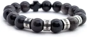 Funnli Custom Mens Bracelet with Name Beads, Personalized Cross Bracelets for Men, Gifts for Dad Husband Boyfriend Brother Son on Birthday Father's Day Graduation Anniversary Christian