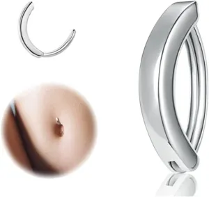 FUTIMELY Clicker Belly Button Rings Belly Barbell Piercing Rings Clicker Belly Piercing Rings Curved Navel Rings Belly Piercing Body Jewelry Gift for Women Men