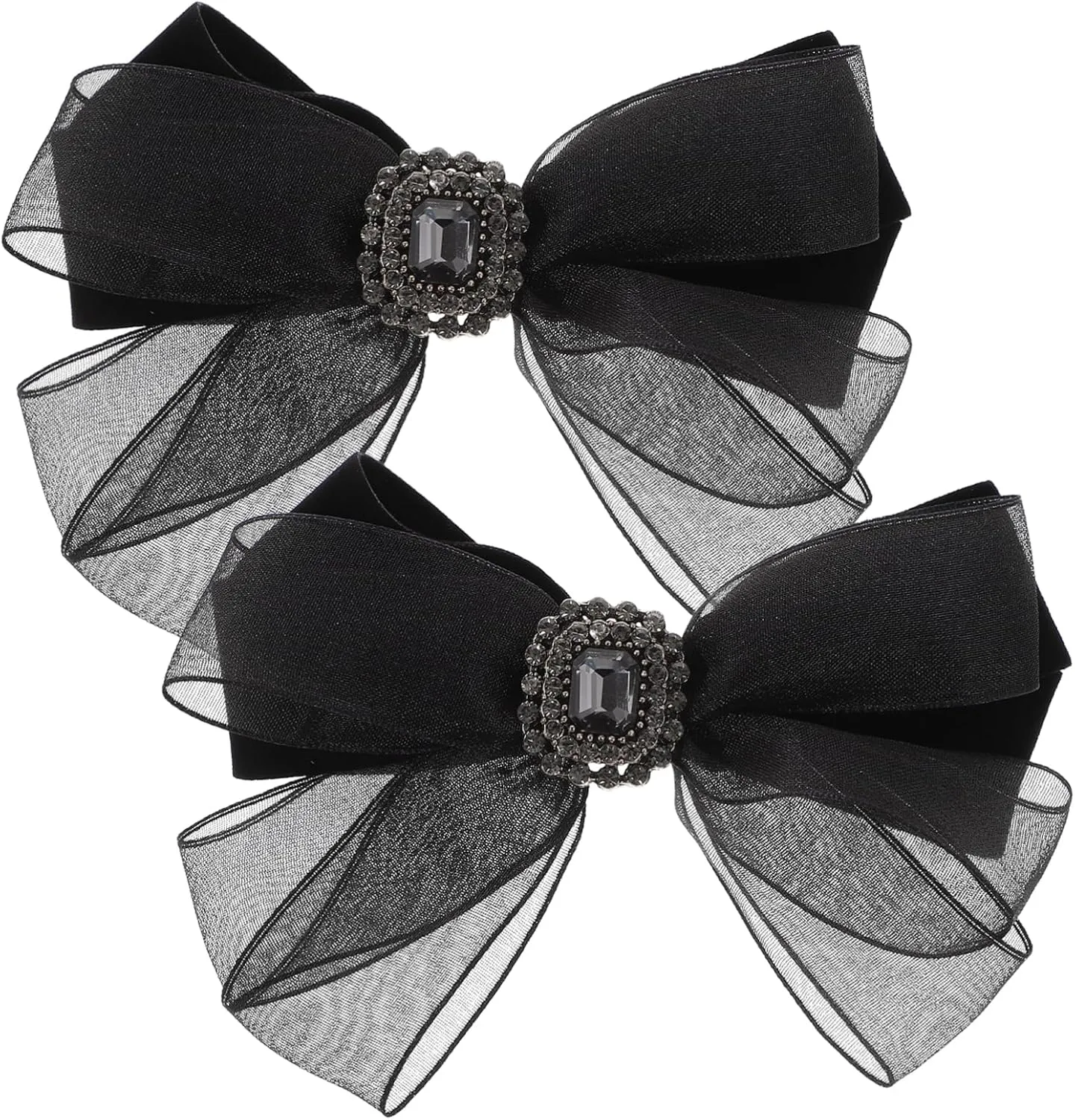 GALPADA 2Pcs Rhinestone Bow Hair Clips for Women Durable Mesh Barrettes Elegant Decorative Accessories for Parties Weddings and Daily Wear and Stylish Option