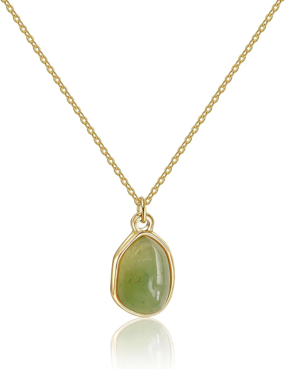 Gemstone Pendant Necklace, Crystal Necklace Teardrop Pendant Necklace Stone Bezel Pendant Necklace Stainless Steel Adjustable Length 16   2 inch Jewelry Gifts for Women