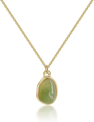 Gemstone Pendant Necklace, Crystal Necklace Teardrop Pendant Necklace Stone Bezel Pendant Necklace Stainless Steel Adjustable Length 16   2 inch Jewelry Gifts for Women
