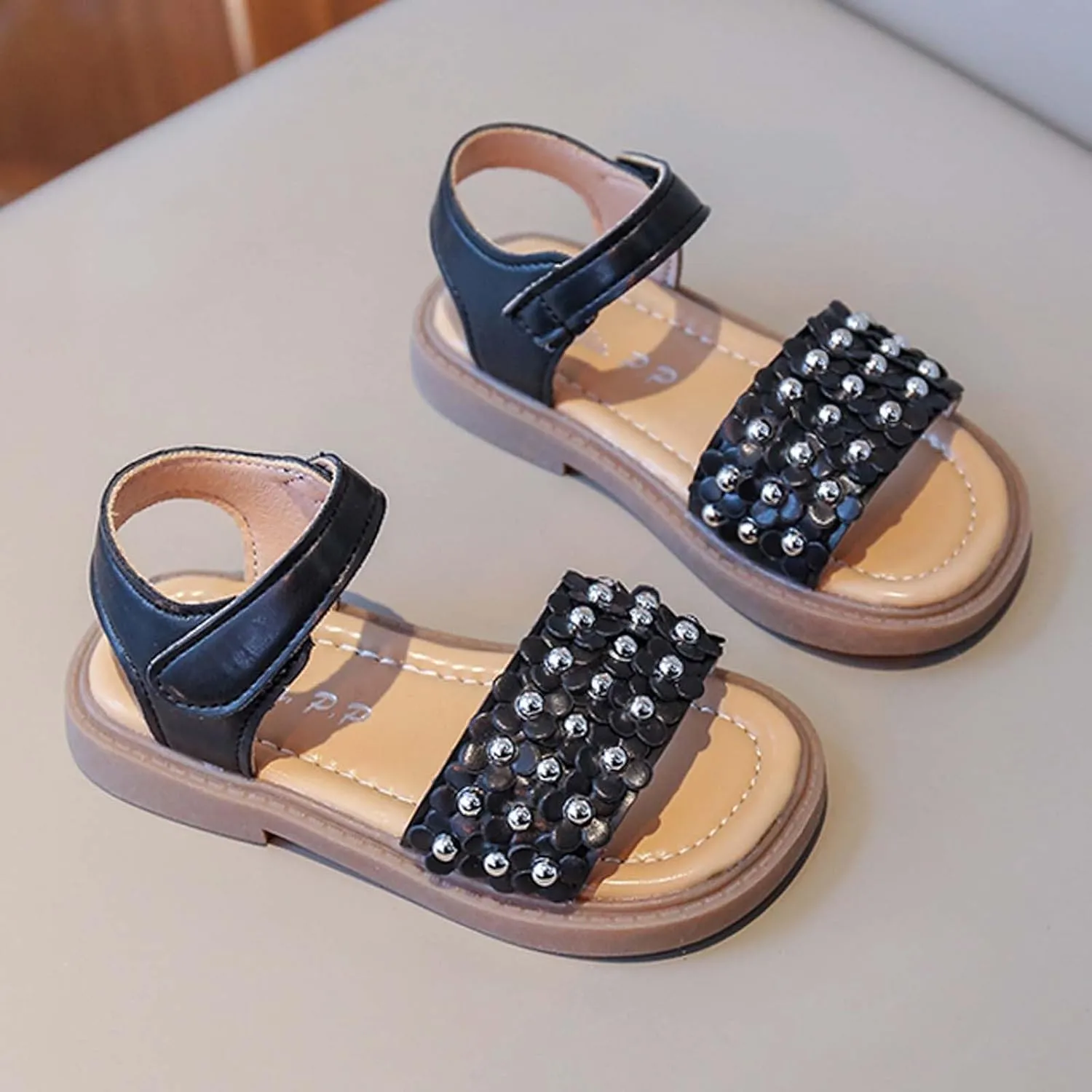 Girls Sandals, Open Toe Cute Flowers Princess Girls Flats Summer Dress Shoes Sandals for Toddler/Little Kid/Big Kid