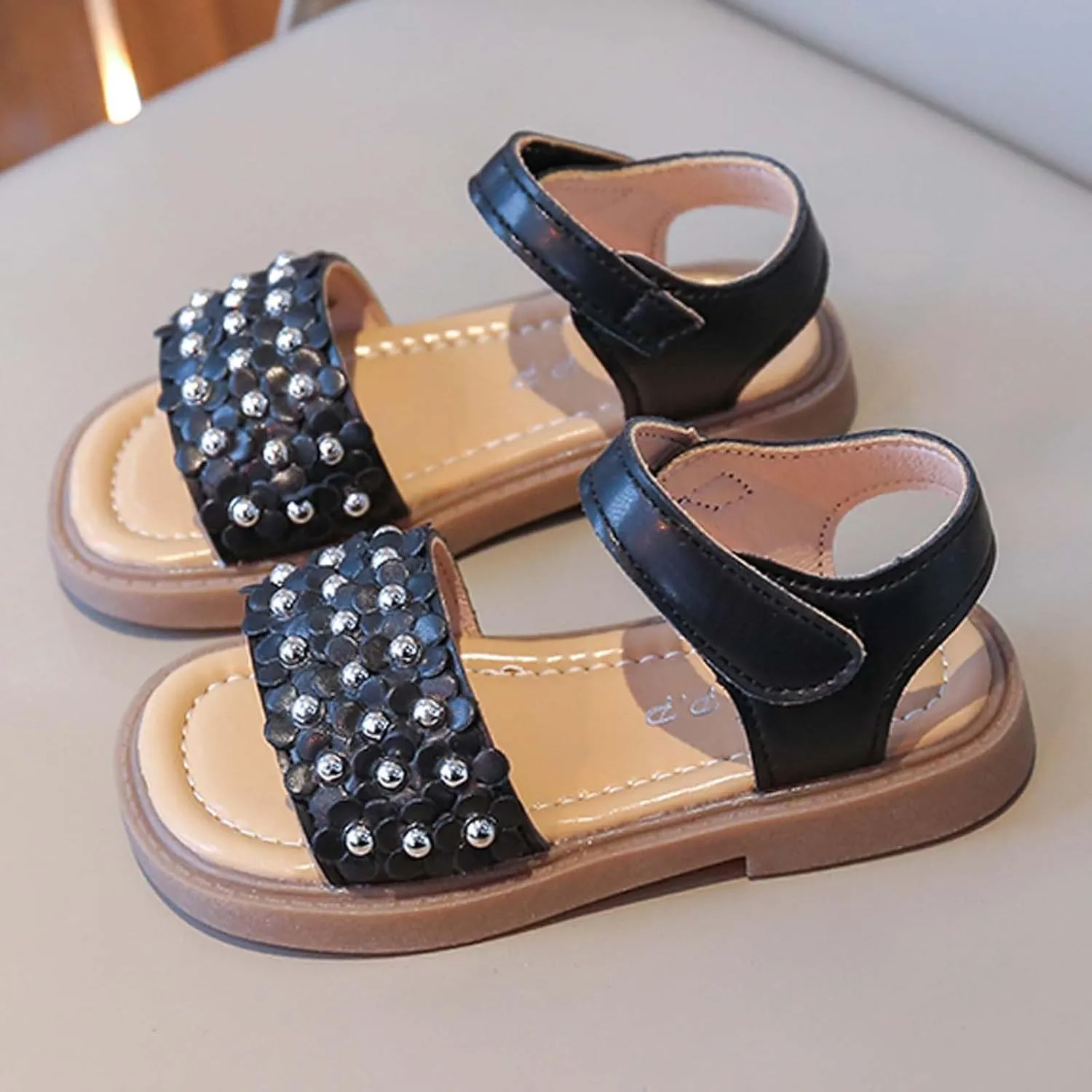 Girls Sandals, Open Toe Cute Flowers Princess Girls Flats Summer Dress Shoes Sandals for Toddler/Little Kid/Big Kid