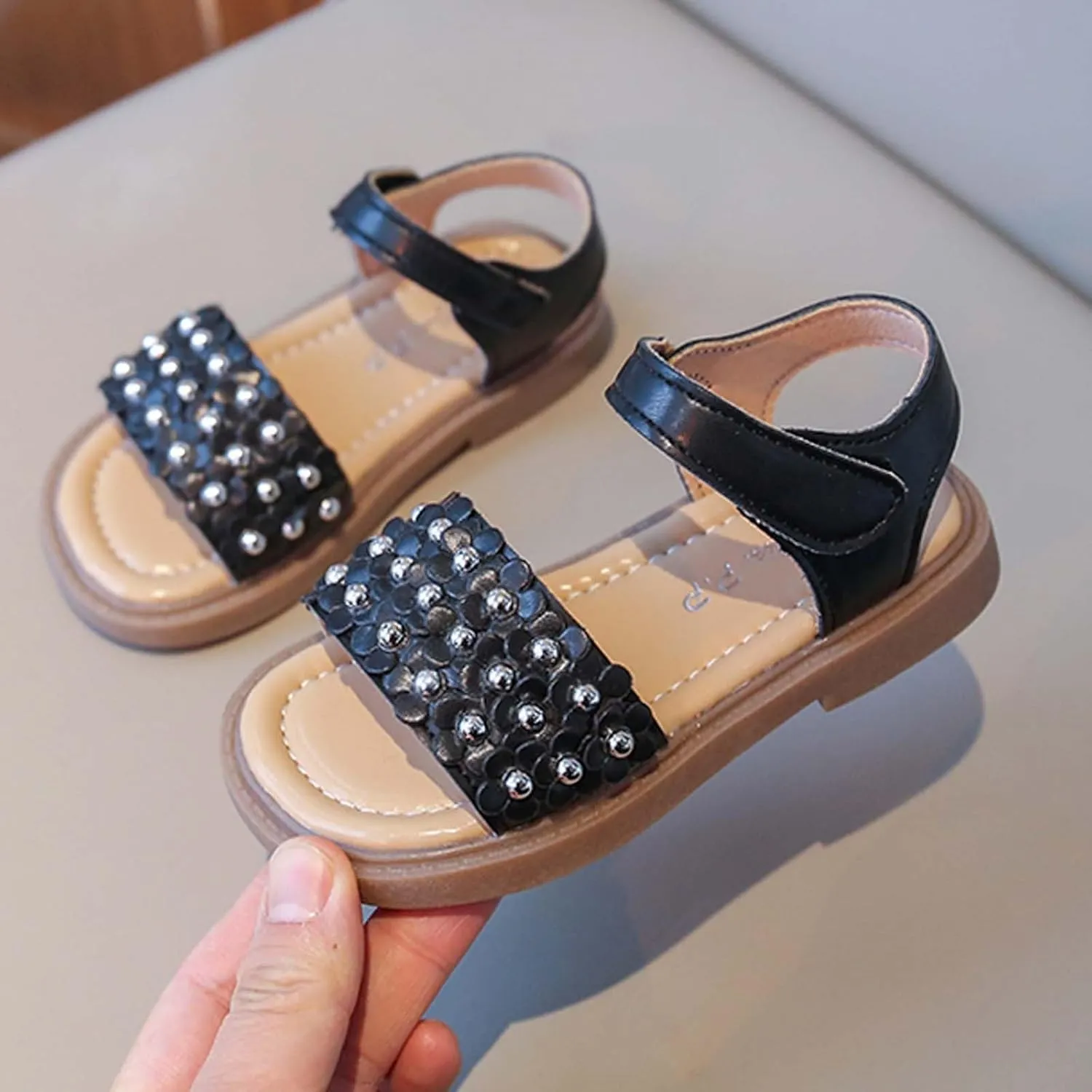 Girls Sandals, Open Toe Cute Flowers Princess Girls Flats Summer Dress Shoes Sandals for Toddler/Little Kid/Big Kid