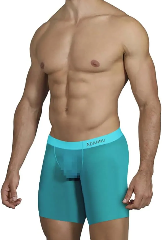 Gogobear Men's Cool Ice Silk Boxer Briefs Sexy Athletic Stretch Elastic Traceless Quick-drying See-through Underwear Trunk