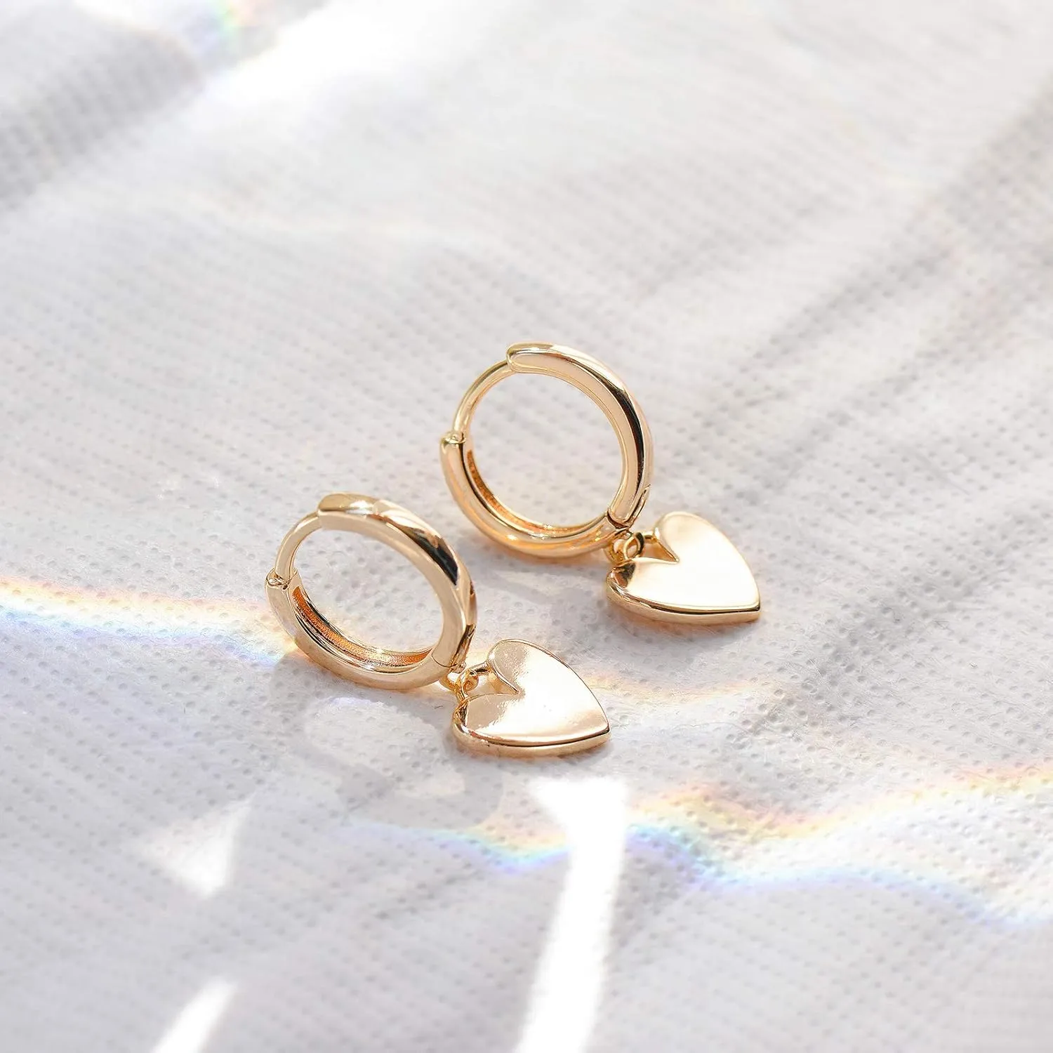 Gold Dainty Dangle Hoop Earrings for Women Small Huggie Hoop with Cubic Zirconia Cute Star Heart Butterfly 14K Gold Plated Earring Minimalist Jewelry