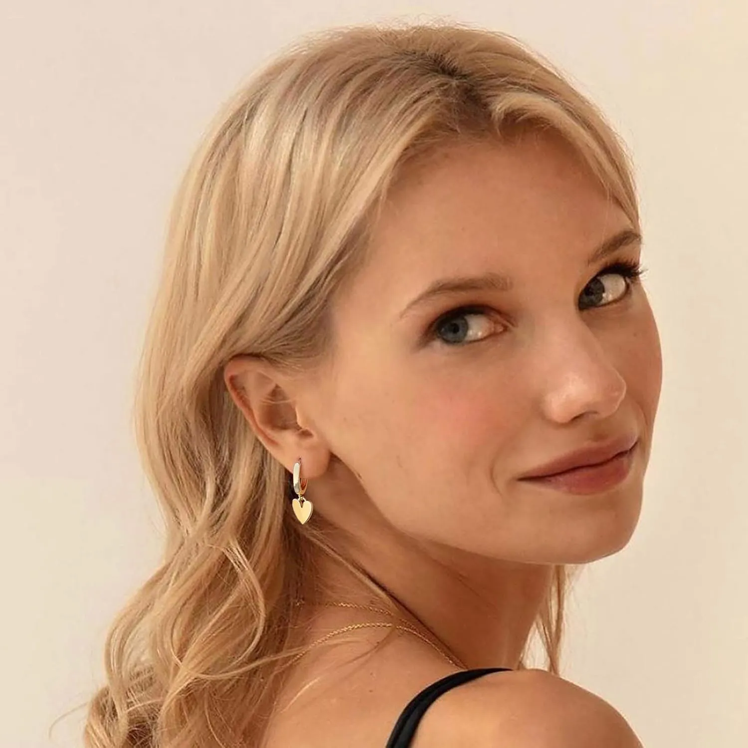 Gold Dainty Dangle Hoop Earrings for Women Small Huggie Hoop with Cubic Zirconia Cute Star Heart Butterfly 14K Gold Plated Earring Minimalist Jewelry