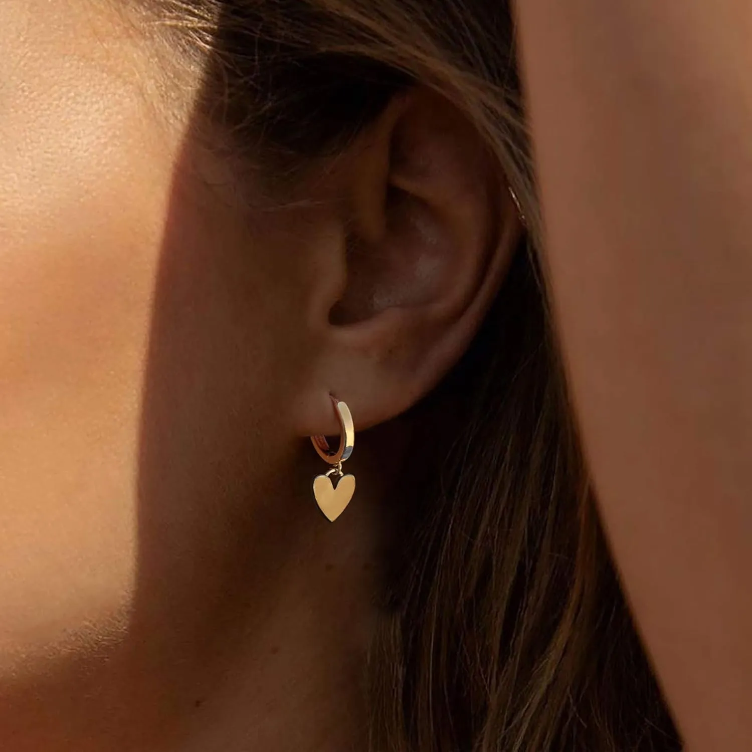Gold Dainty Dangle Hoop Earrings for Women Small Huggie Hoop with Cubic Zirconia Cute Star Heart Butterfly 14K Gold Plated Earring Minimalist Jewelry