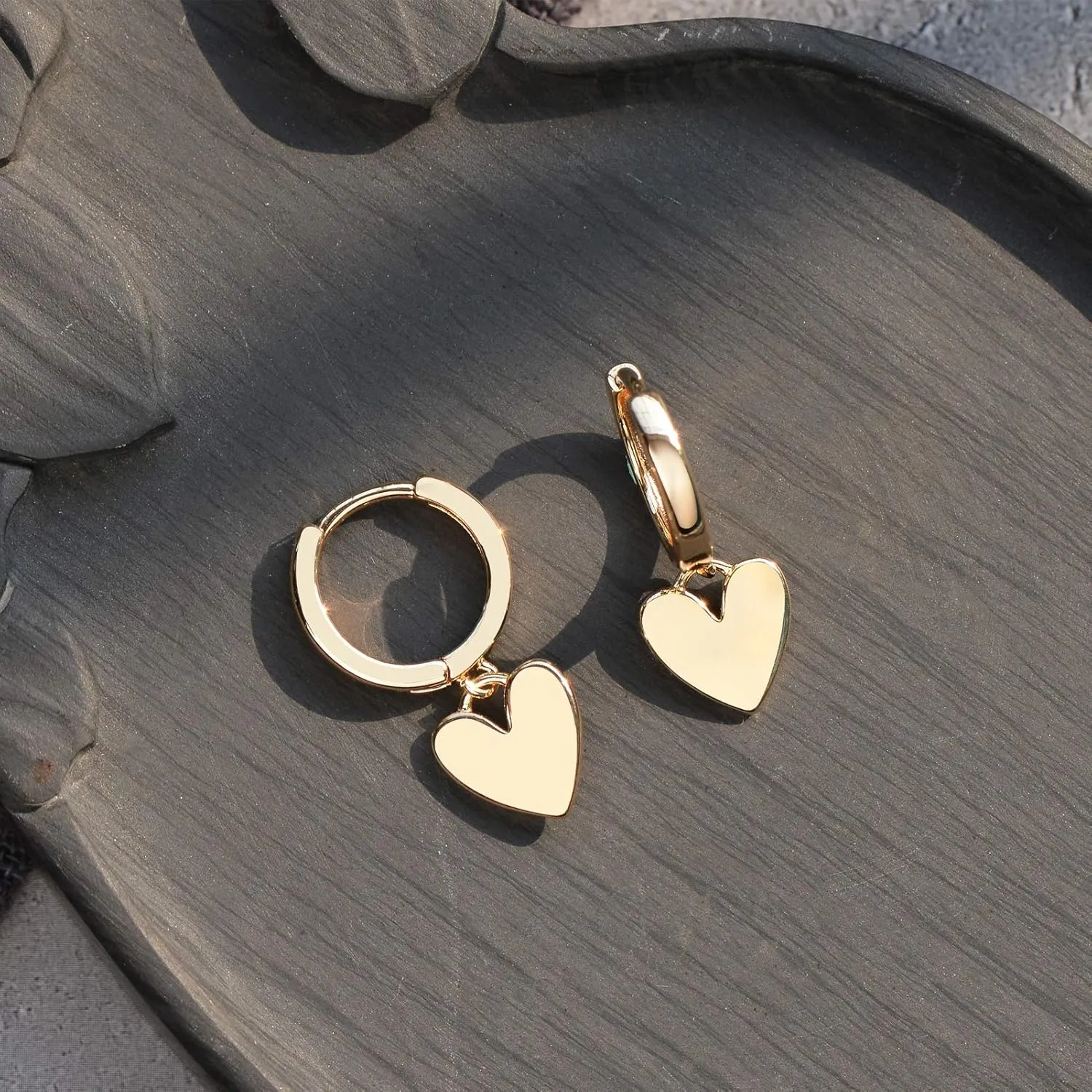 Gold Dainty Dangle Hoop Earrings for Women Small Huggie Hoop with Cubic Zirconia Cute Star Heart Butterfly 14K Gold Plated Earring Minimalist Jewelry