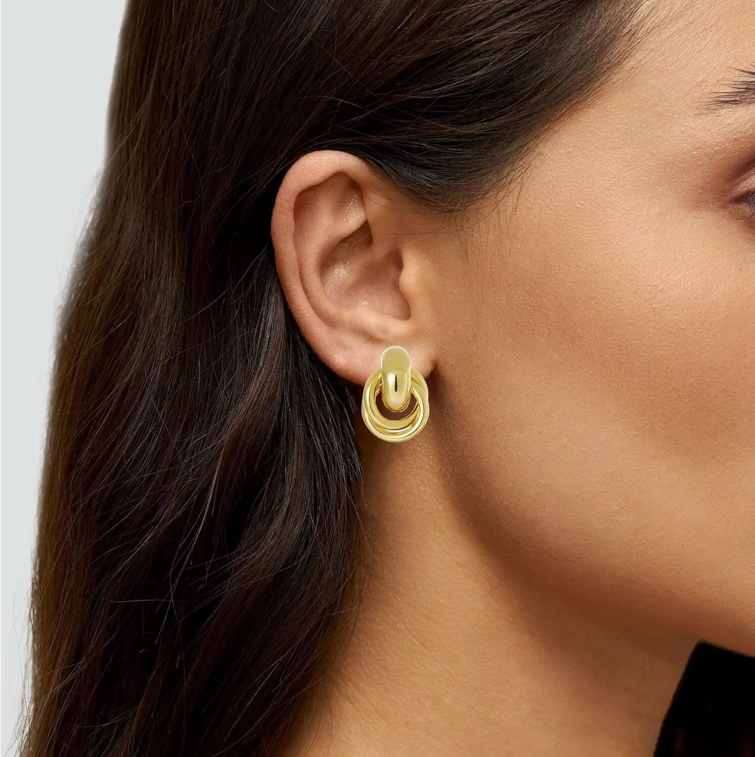 Gold Drop Dangle Earrings for Women Trendy Geometric Statement Earring Set Chunky Door Knocker Earrings Jewelry Gift for Women