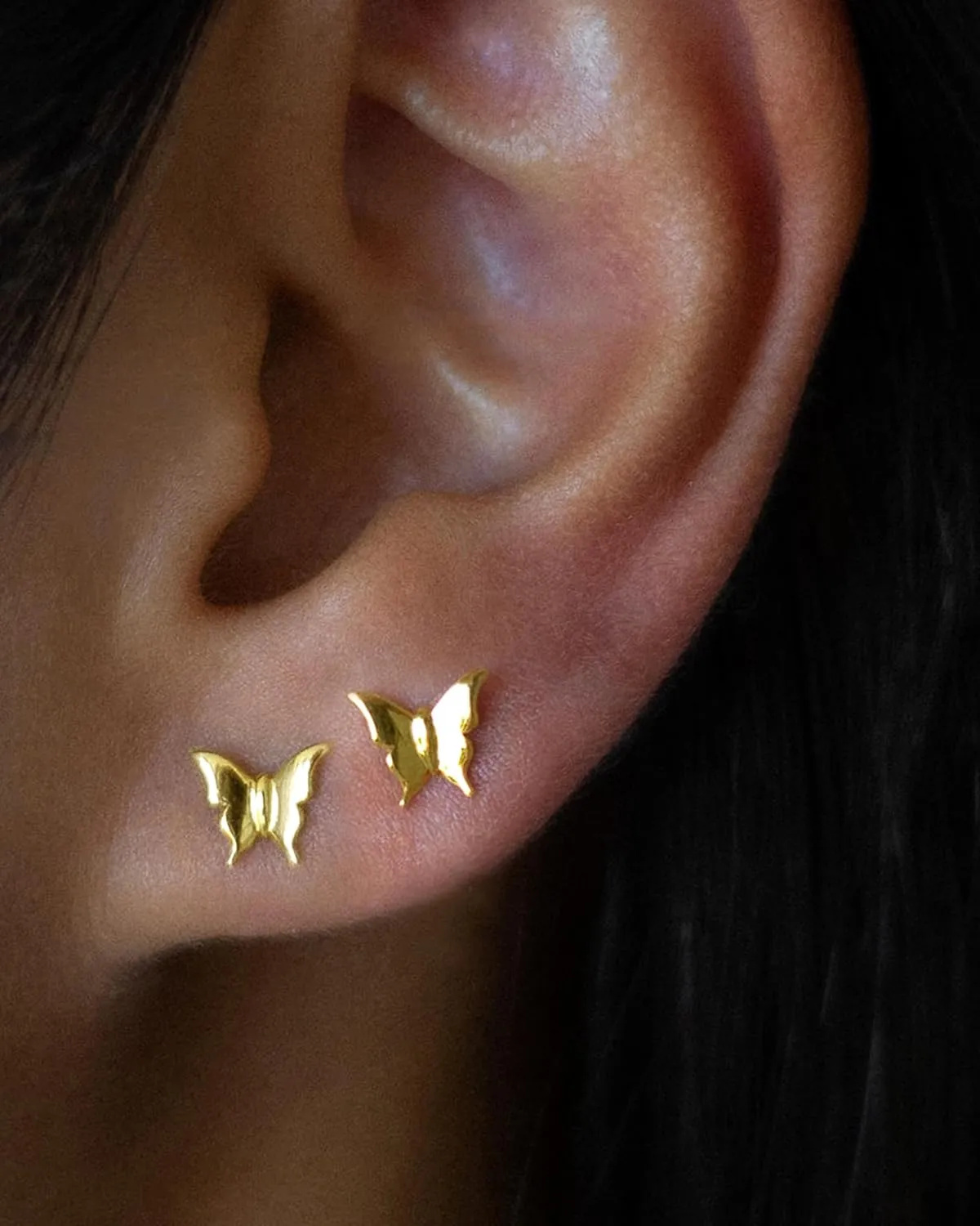 Gold Earrings for Women Trendy 14K Gold Butterfly Stud Earrings Small Dainty Minimalist Simple Hypoallergenic Earrings Jewelry Gift for Her