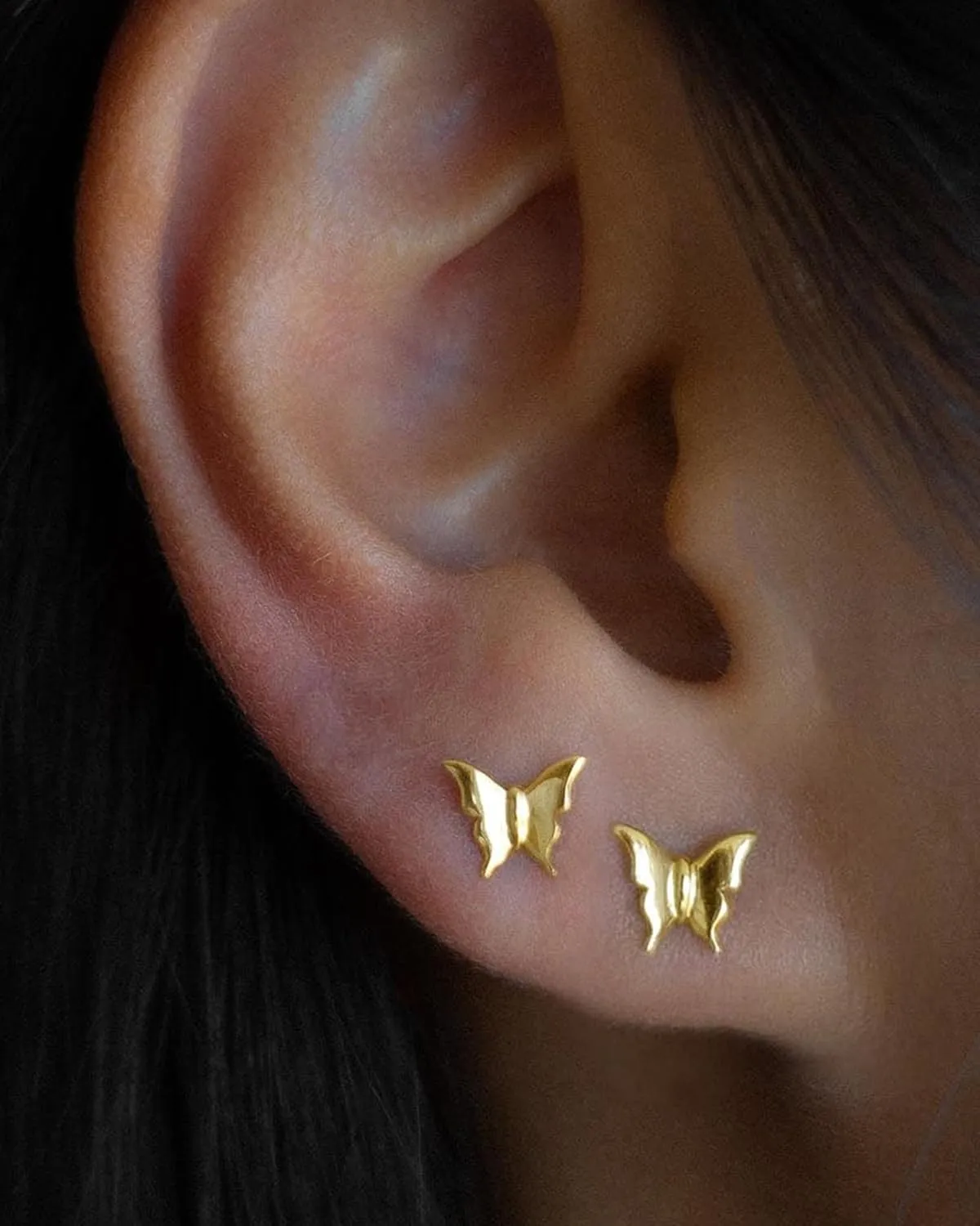 Gold Earrings for Women Trendy 14K Gold Butterfly Stud Earrings Small Dainty Minimalist Simple Hypoallergenic Earrings Jewelry Gift for Her