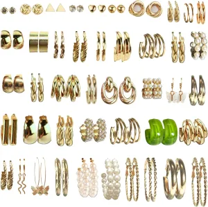 Gold Earrings Set for Women, Diverse Styles Hypoallergenic Earring Collection, Ideal for Daily & Special Occasions