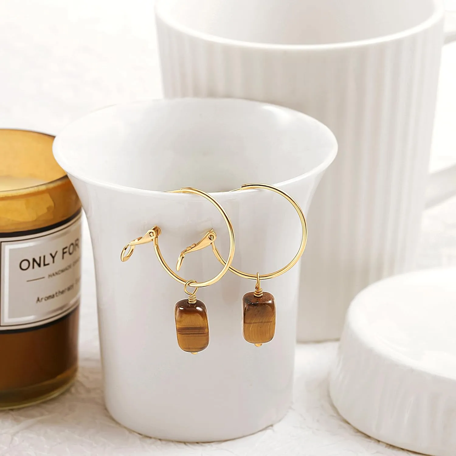 Gold Huggie Hoop Earrings with Charms Fashion Pearl Drop Dangle Earrings for Women Handmade Karma Circle Jewelry for Ladies Lightweight Pearl Earrings on Christmas
