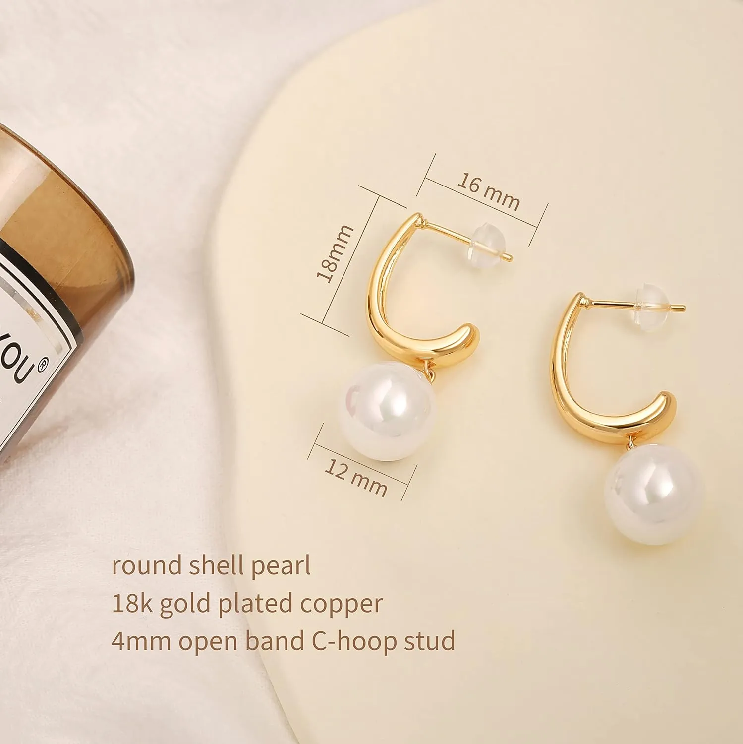 Gold Huggie Hoop Earrings with Charms Fashion Pearl Drop Dangle Earrings for Women Handmade Karma Circle Jewelry for Ladies Lightweight Pearl Earrings on Christmas