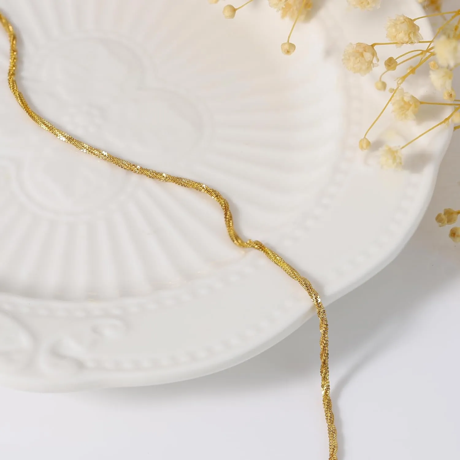 Gold Necklace for Women, 18K Gold Thin Chain Plated Choker Dainty Layered Necklaces, Box Chain Necklace 18K White Gold Plated Dainty Layered Necklaces
