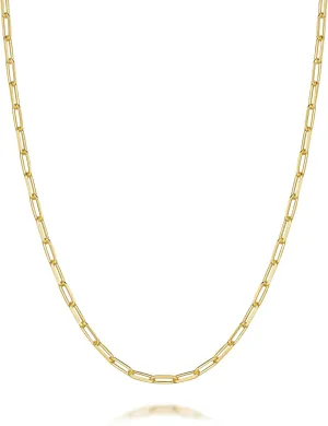 Gold Necklace for Women & Men 14K Gold Chain Necklace for Women Unisex 2.5mm Wide Paperclip Chain Necklaces Non Tarnish Paperclip Necklaces Jewelry 16 - 26
