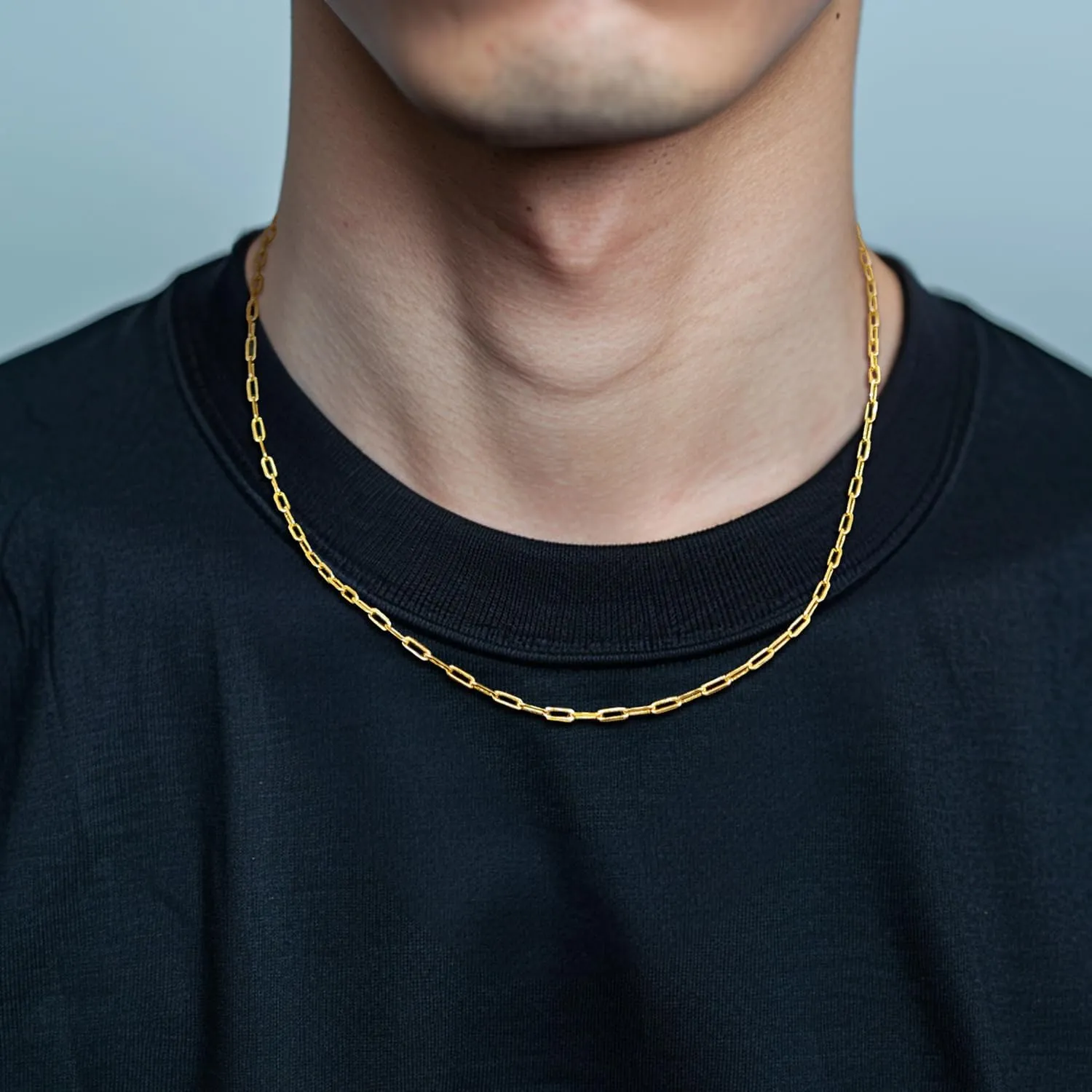 Gold Necklace for Women & Men 14K Gold Chain Necklace for Women Unisex 2.5mm Wide Paperclip Chain Necklaces Non Tarnish Paperclip Necklaces Jewelry 16 - 26