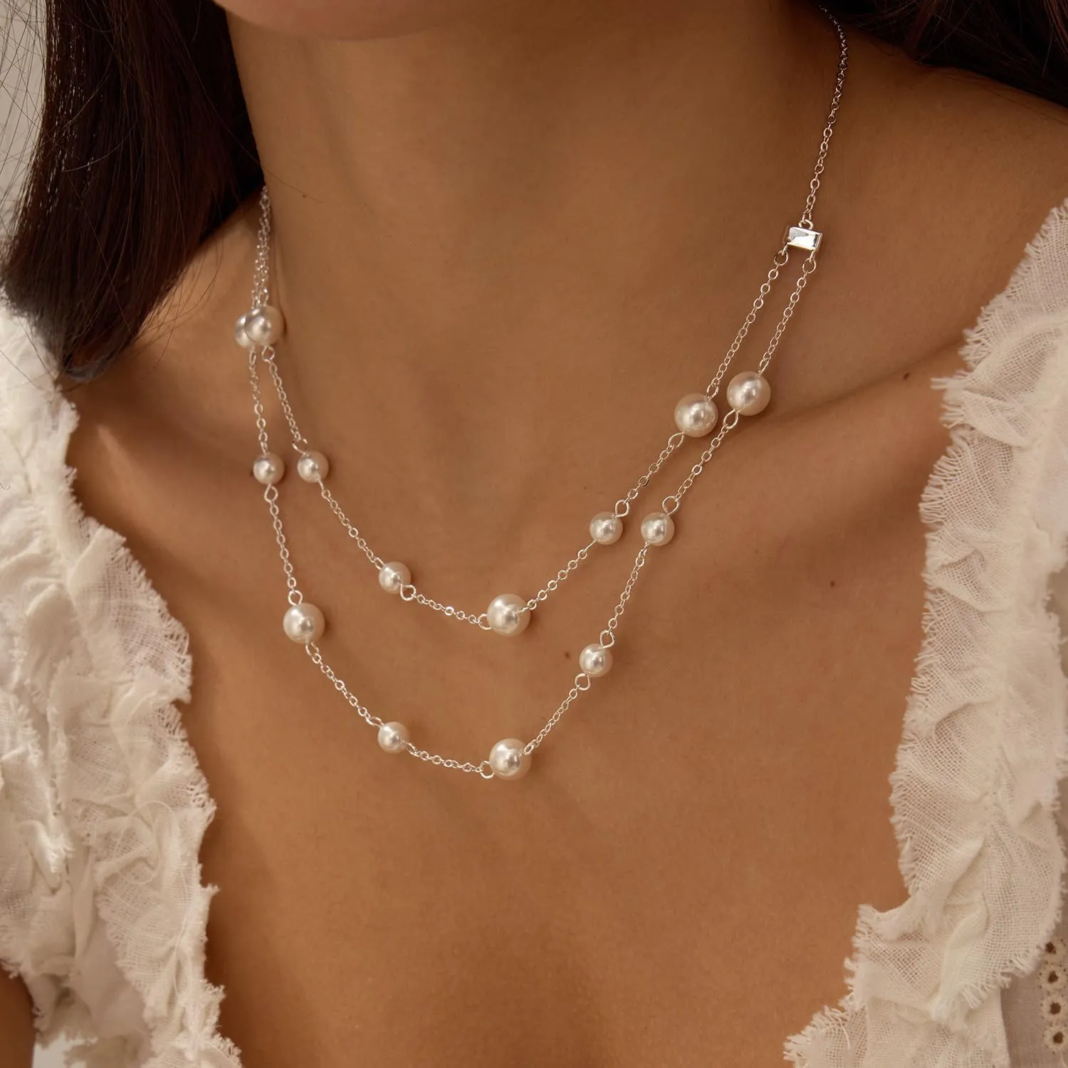 Gold Pearl Necklaces for Women, 14K Natural Freshwater Dainty Pearl Choker Necklaces for Women, Elegant Jewelry for Mom, Wife - Valentine's Day, Anniversary, Wedding Gift