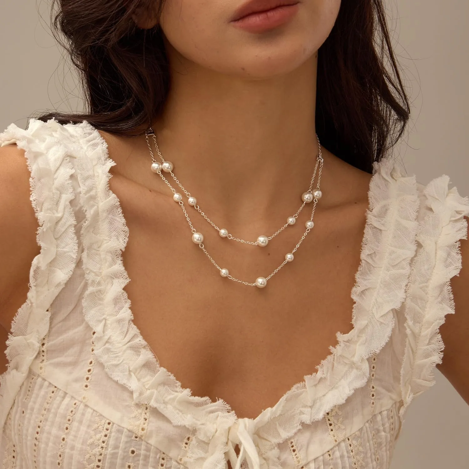 Gold Pearl Necklaces for Women, 14K Natural Freshwater Dainty Pearl Choker Necklaces for Women, Elegant Jewelry for Mom, Wife - Valentine's Day, Anniversary, Wedding Gift