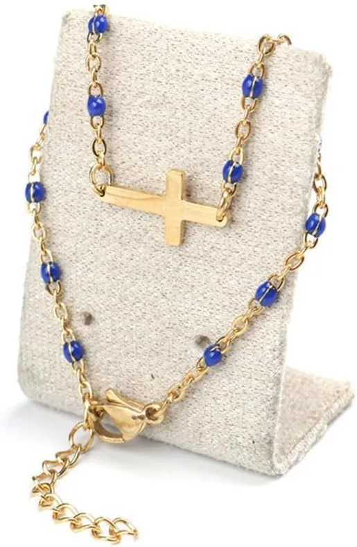 Gold Plated Beads Cross Bracelets Dainty Christian Bracelets Dainty Religious Cross Jewelry Gifts for Women