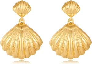 Gold Shell Dangle Earrings for Women