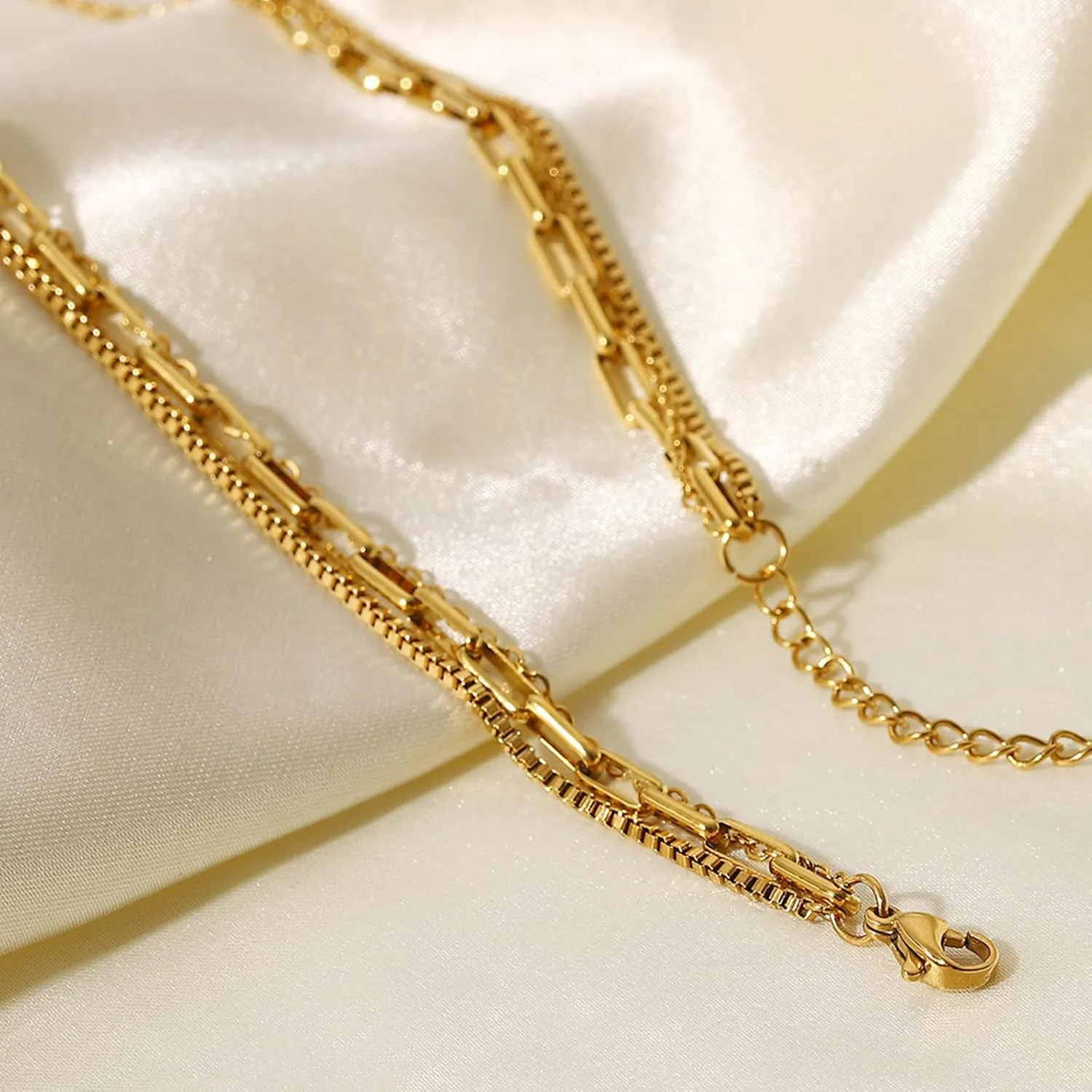 Gold Snake Bone Chain - Dainty Herringbone Necklace, Thin Gold Chain, Personalized Fashionable Classic Bead Charm Trend Jewelry