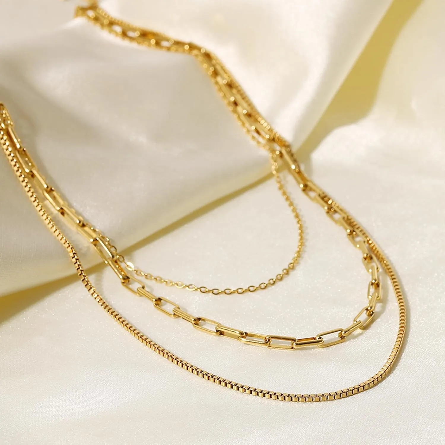 Gold Snake Bone Chain - Dainty Herringbone Necklace, Thin Gold Chain, Personalized Fashionable Classic Bead Charm Trend Jewelry