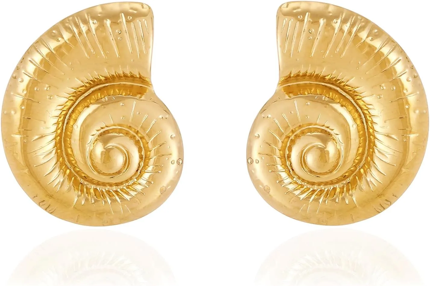 Gold Starfish Shell Conch Seashell Earrings - Trendy Summer Boho Ocean Chunky Statement Beach Jewelry - Gifts for Women