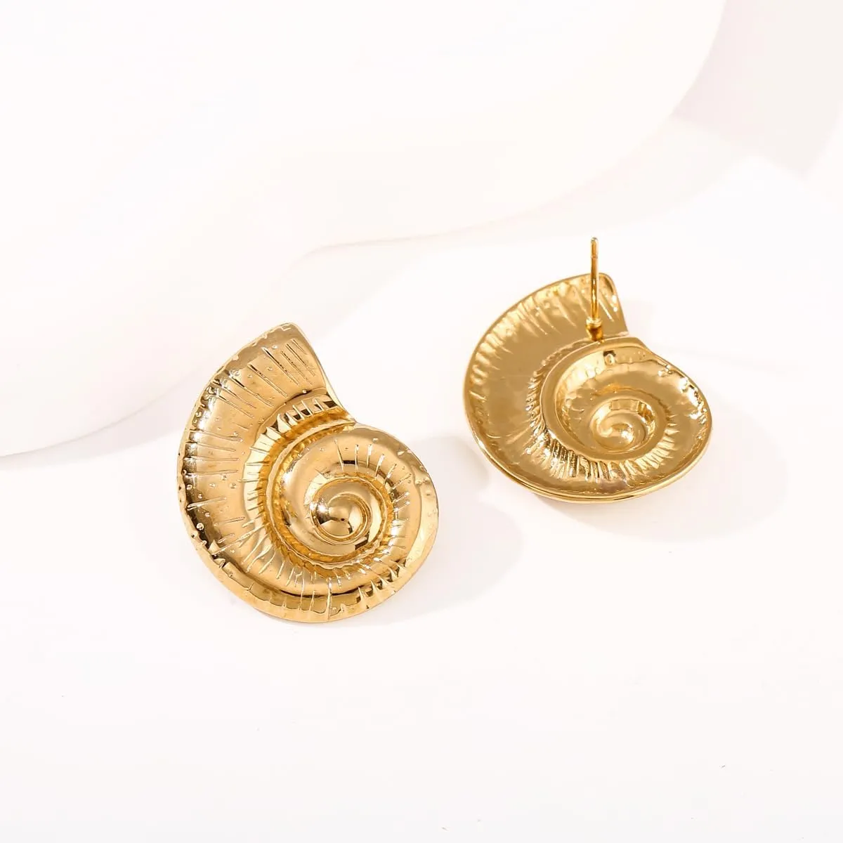 Gold Starfish Shell Conch Seashell Earrings - Trendy Summer Boho Ocean Chunky Statement Beach Jewelry - Gifts for Women