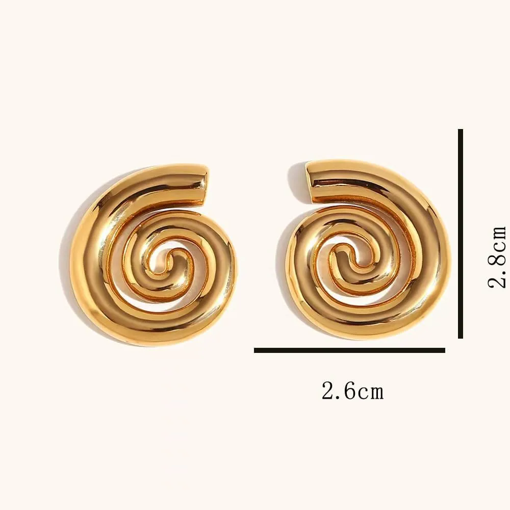 Gold Statement Earrings for Women Trendy Chunky Gold Square Earrings Textured Stud Earrings for Women Lightweight Big Shell Wings Drop Earrings for Her