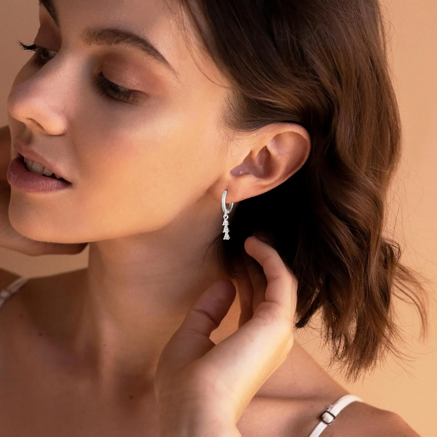 Gold/Silver Hoop Earrings for Women,Dainty 14k Gold/Silver Plated Small CZ Diamond Dangle Drop Earrings for Women Trendy Lightweight Jewelry Set