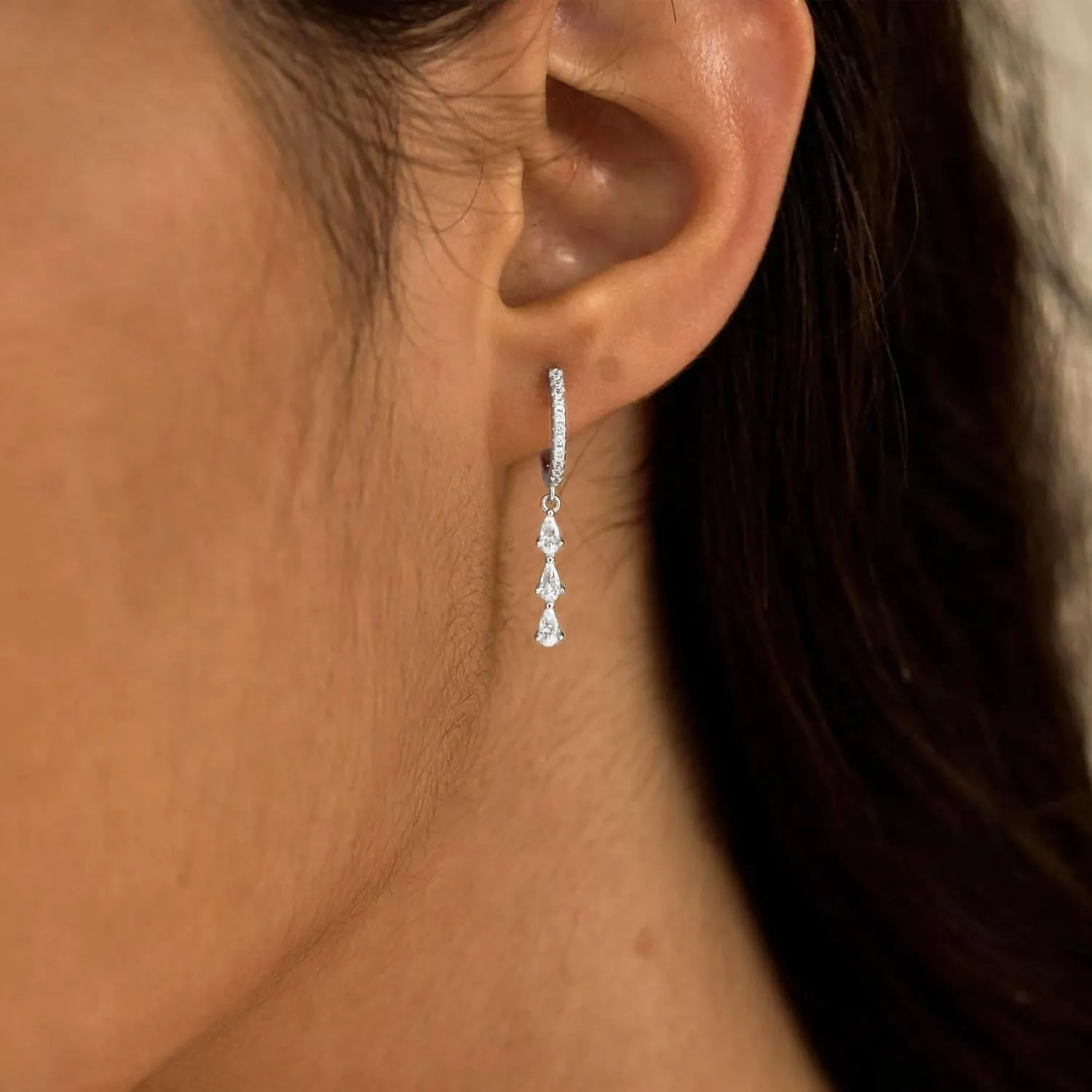 Gold/Silver Hoop Earrings for Women,Dainty 14k Gold/Silver Plated Small CZ Diamond Dangle Drop Earrings for Women Trendy Lightweight Jewelry Set