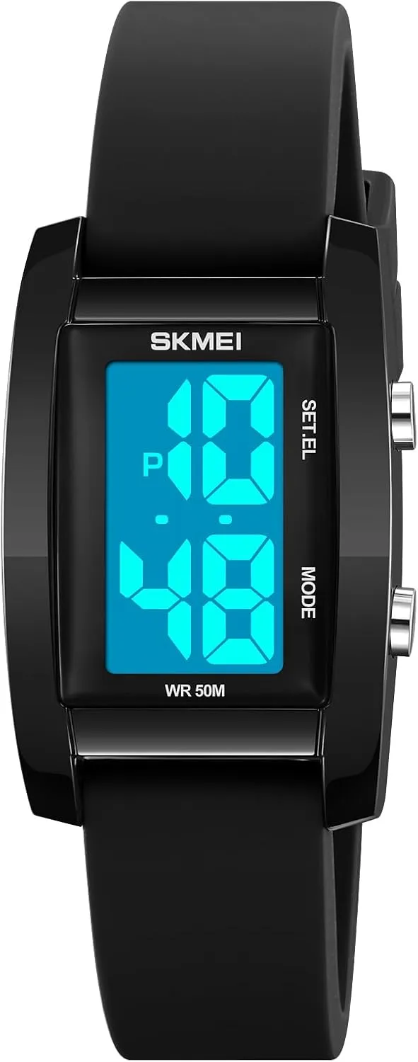 Gosasa Fashion Womens Men's Digital Watch Unisex Big Numbers Dial Rectangular Face Waterproof Silicone Strap LED Watches