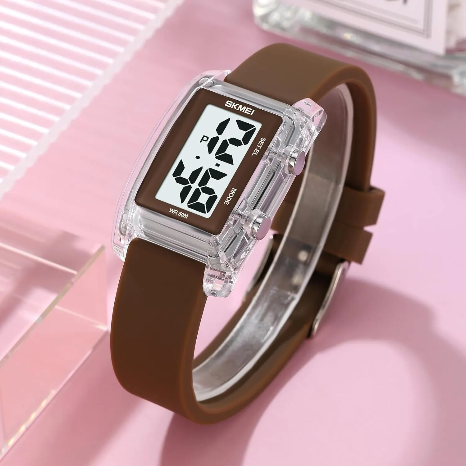 Gosasa Fashion Womens Men's Digital Watch Unisex Big Numbers Dial Rectangular Face Waterproof Silicone Strap LED Watches