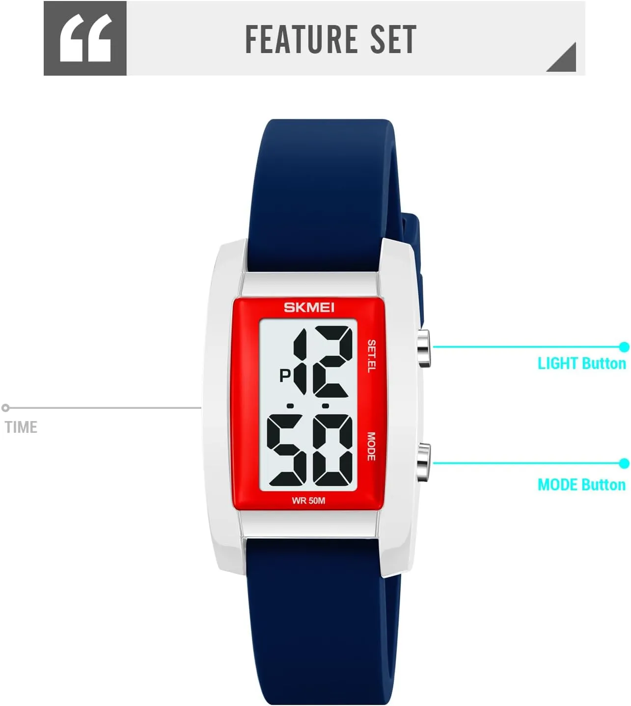 Gosasa Fashion Womens Men's Digital Watch Unisex Big Numbers Dial Rectangular Face Waterproof Silicone Strap LED Watches