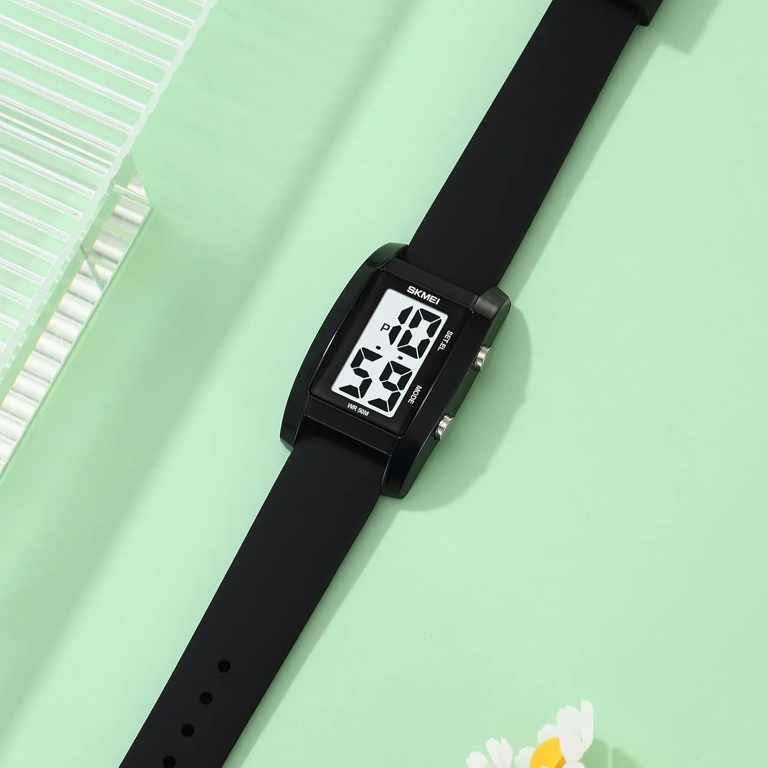 Gosasa Fashion Womens Men's Digital Watch Unisex Big Numbers Dial Rectangular Face Waterproof Silicone Strap LED Watches