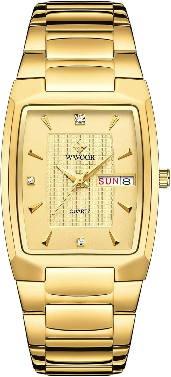 Gosasa Luxury Square Men Watches Stainless Steel Analog Quartz Fashion Waterproof Business Casual Watch with Date