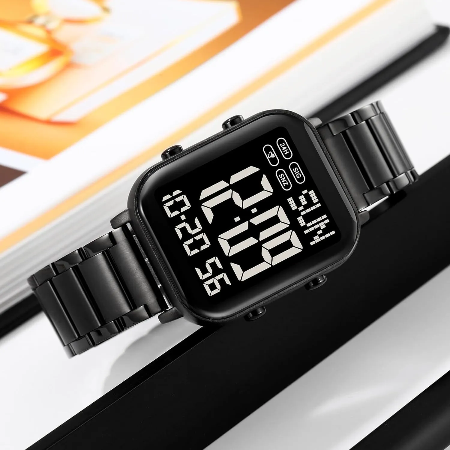 Gosasa Men's Fashion Stainless Steel Watches Easy-Read Luminous Date Waterproof Chronograph Wristwatches