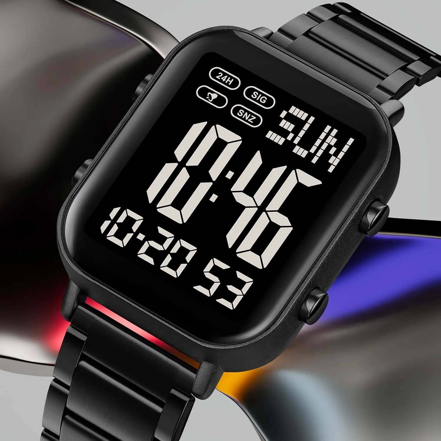 Gosasa Men's Fashion Stainless Steel Watches Easy-Read Luminous Date Waterproof Chronograph Wristwatches