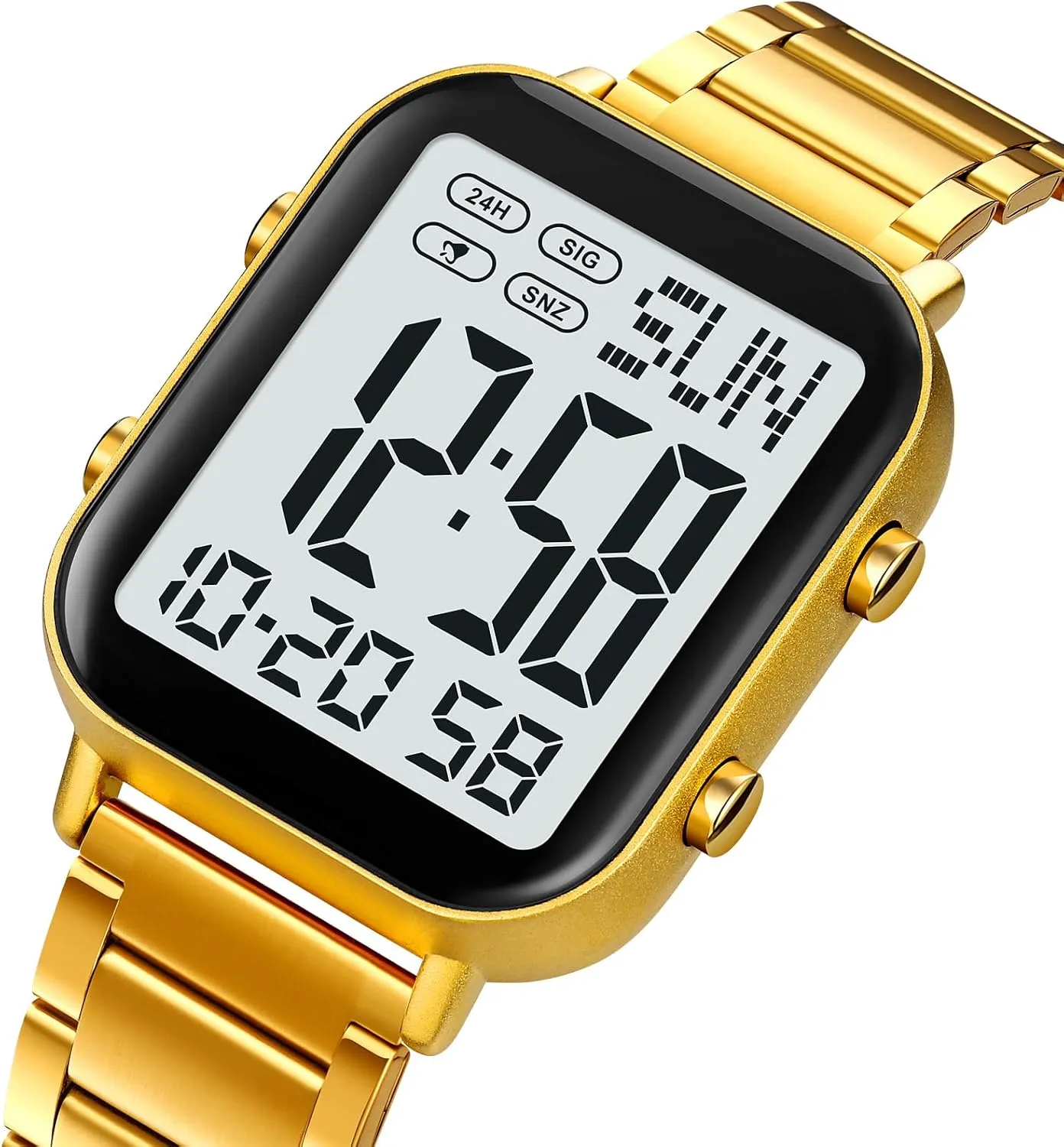 Gosasa Men's Fashion Stainless Steel Watches Easy-Read Luminous Date Waterproof Chronograph Wristwatches