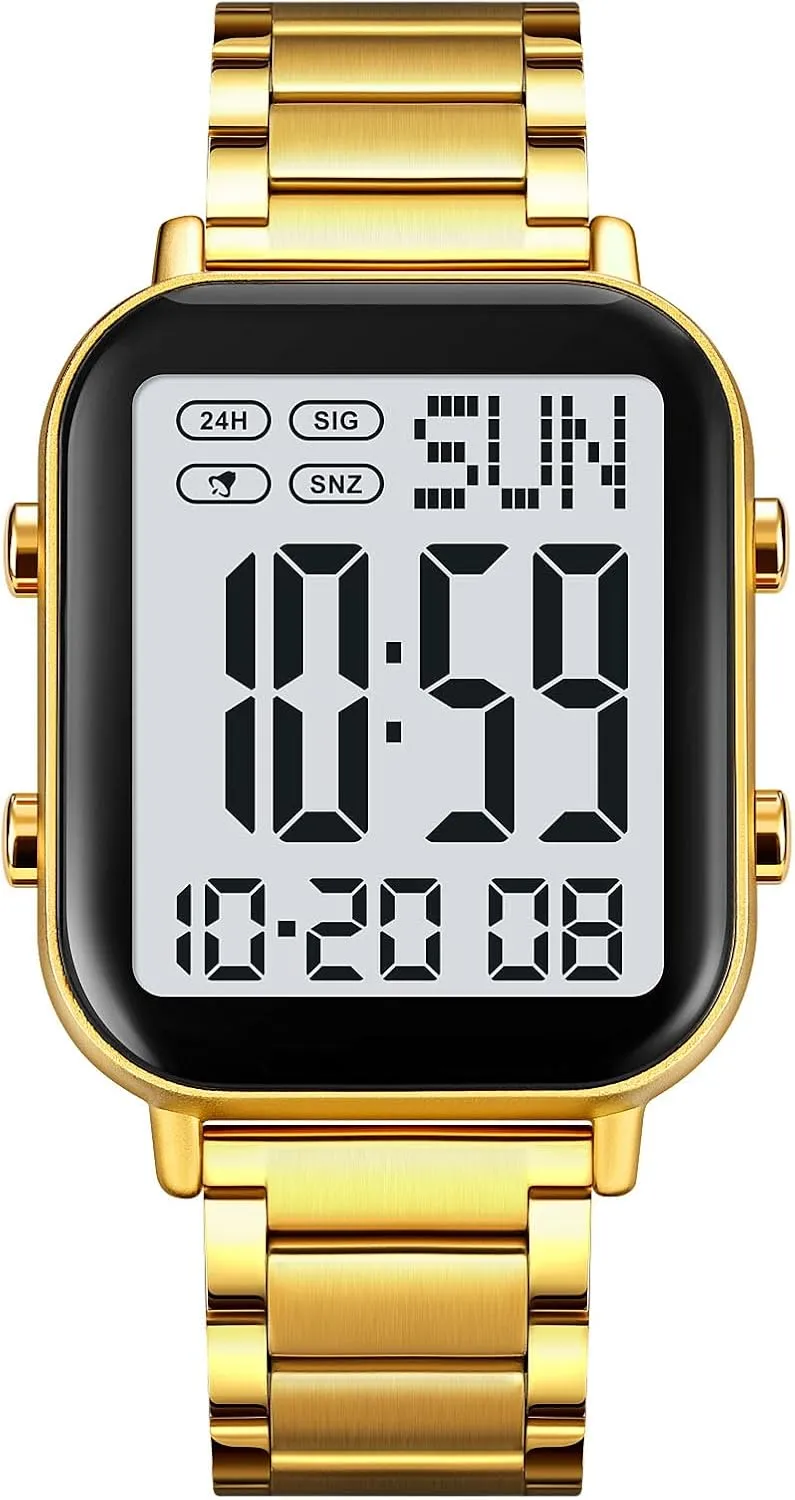 Gosasa Men's Fashion Stainless Steel Watches Easy-Read Luminous Date Waterproof Chronograph Wristwatches