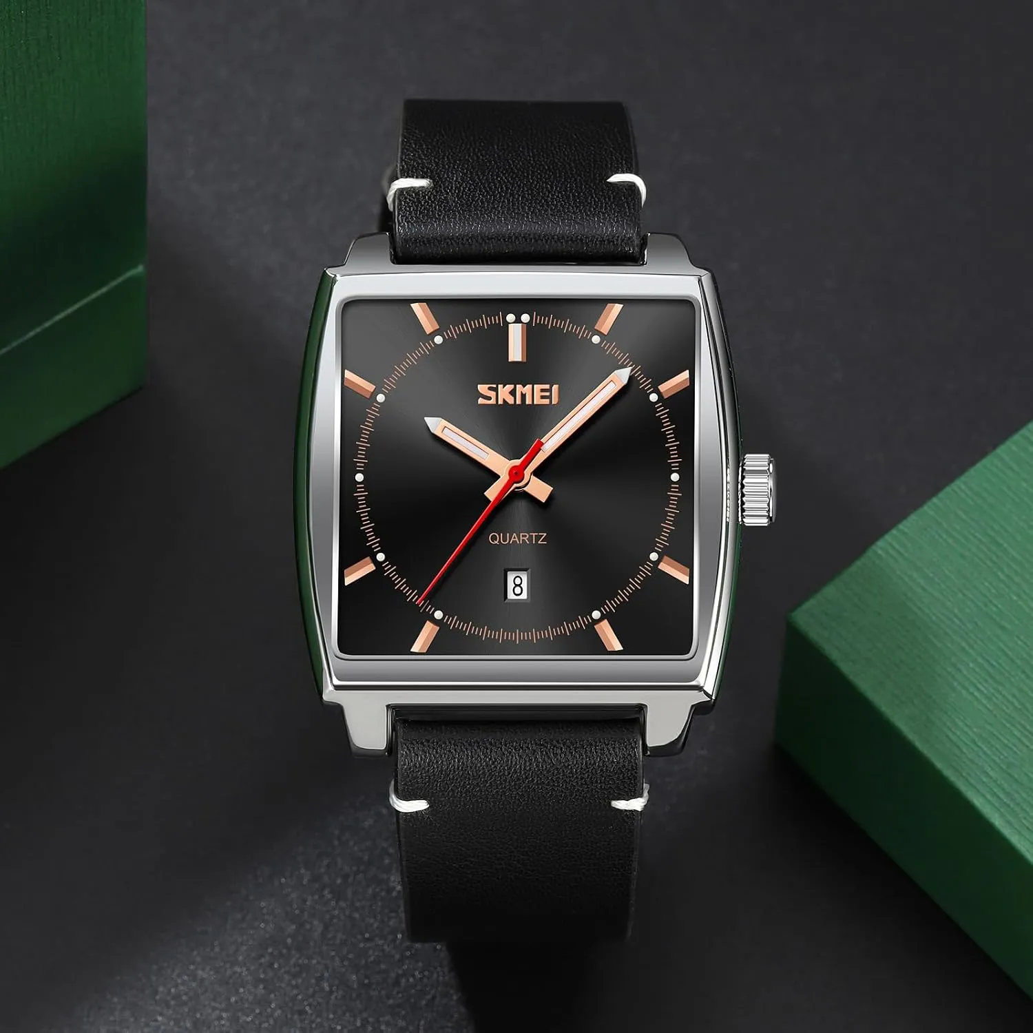 Gosasa Trend Watches for Men Square Business Quartz Men's Watch Date Luminous Fashion Male Wristwatch Waterproof Leather Strap