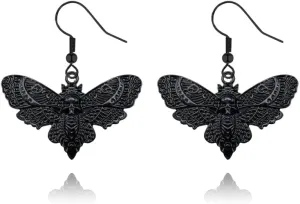 Goth Y2k Grunge Luna Moth Drops Earrings Punk Skull Earrings Vintage Moon Phase Moth Butterfly Earrings Halloween Earrings Goth Earrings For Women Halloween Gifts