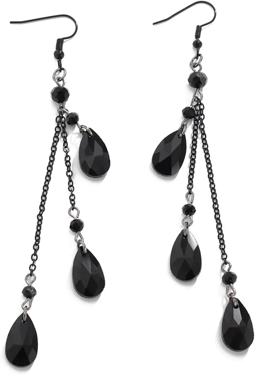 Gothic Blood Drop Earrings,Vintage Crystal Pearl Fringe Blooddrip Dangle Earring Punk Style Dark Earrings Victorian Mystery Vampire Jewelry Halloween Outfit Accessories