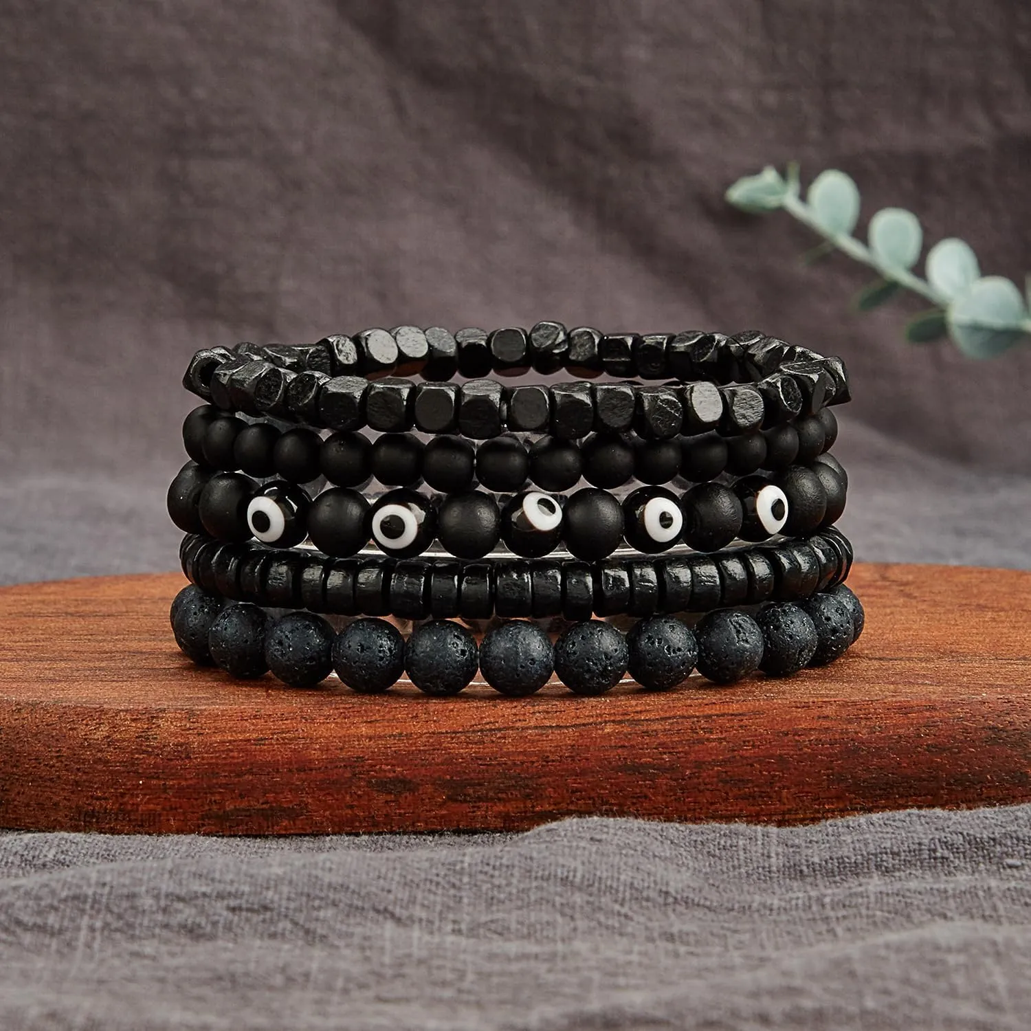 Gothic Bracelet Set Adjustable Tribal Retro Punk Adjustable Prayer Beaded Cuff Wrap Bangle - Braided Multilayer Grunge Jewelry