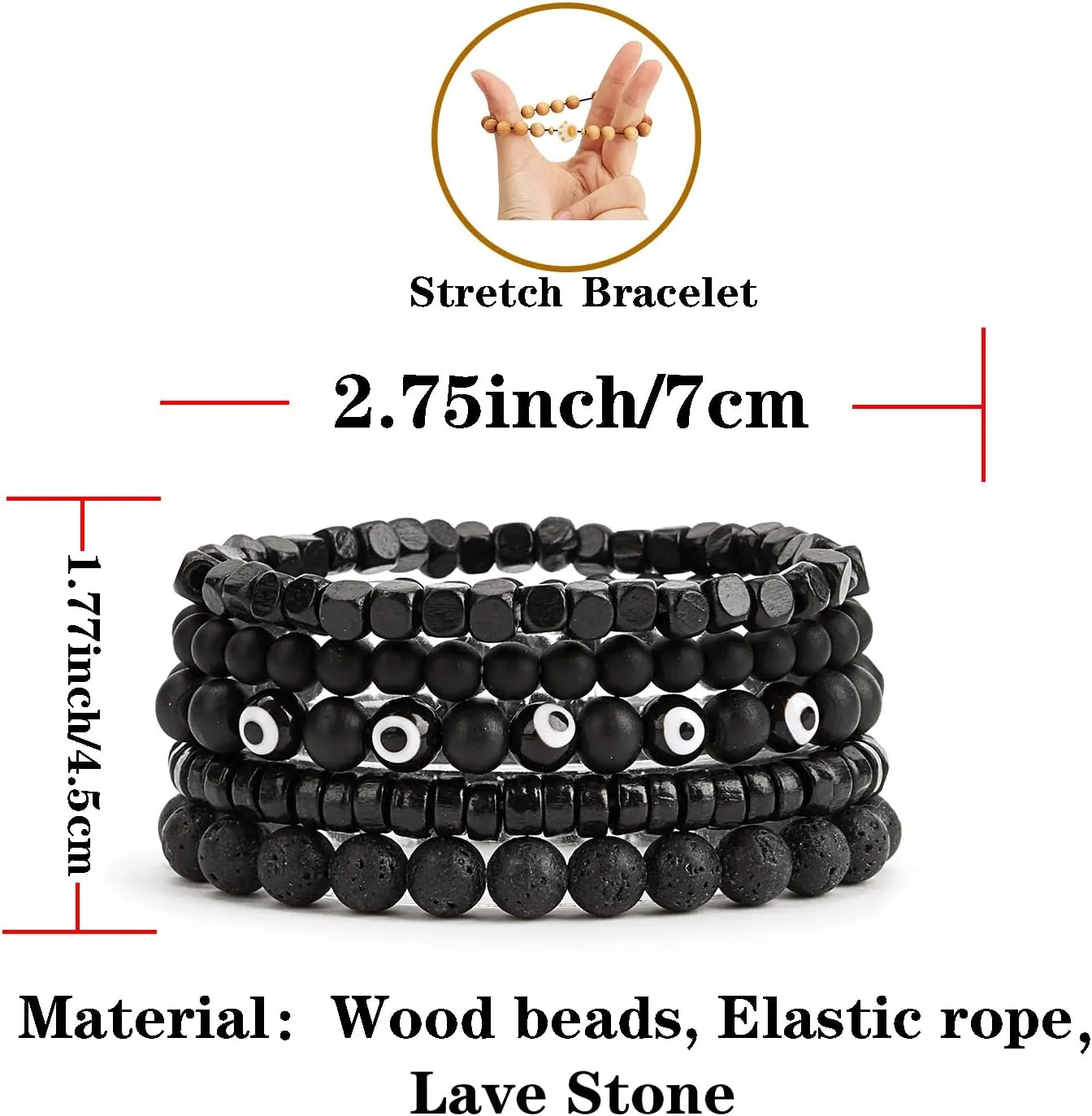 Gothic Bracelet Set Adjustable Tribal Retro Punk Adjustable Prayer Beaded Cuff Wrap Bangle - Braided Multilayer Grunge Jewelry