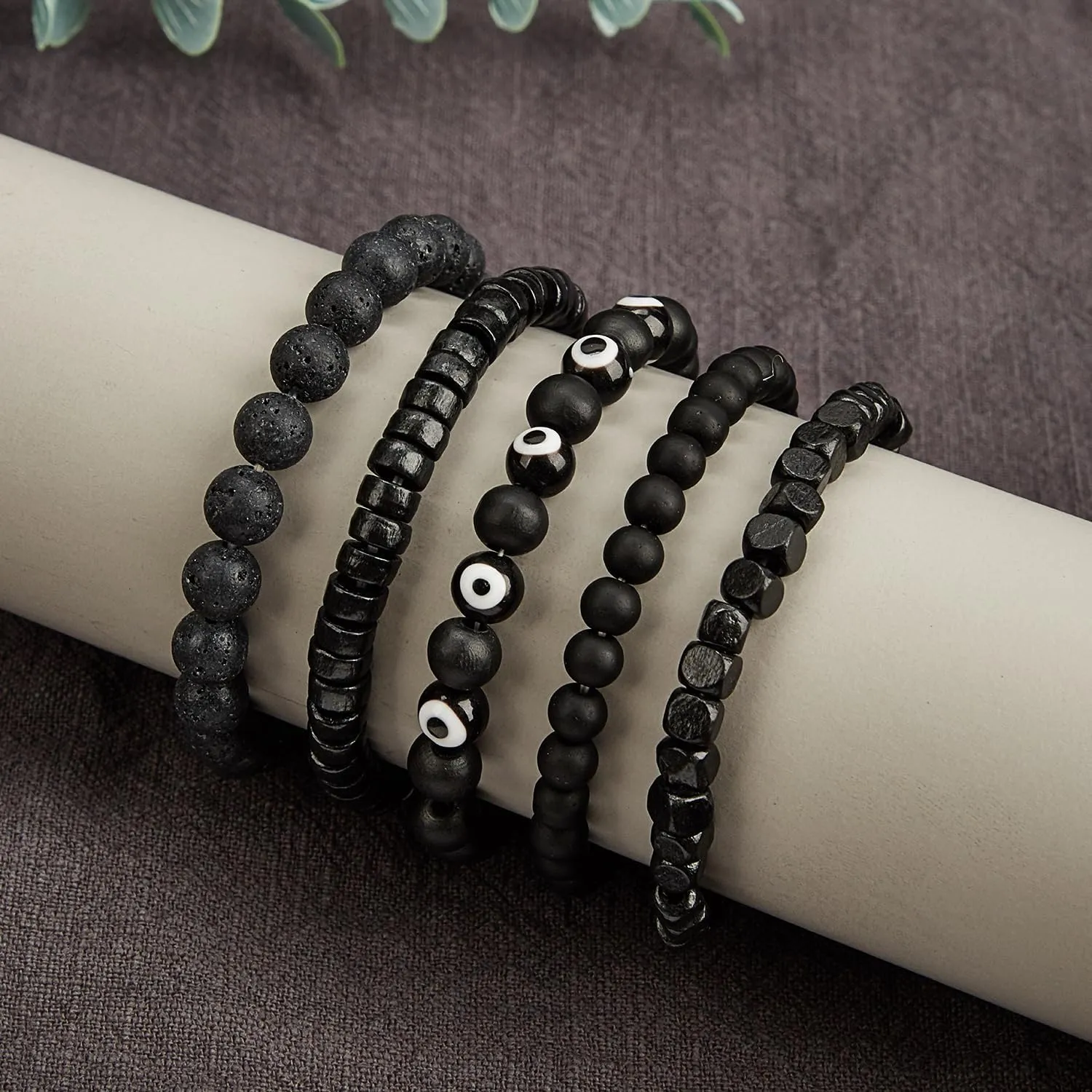 Gothic Bracelet Set Adjustable Tribal Retro Punk Adjustable Prayer Beaded Cuff Wrap Bangle - Braided Multilayer Grunge Jewelry