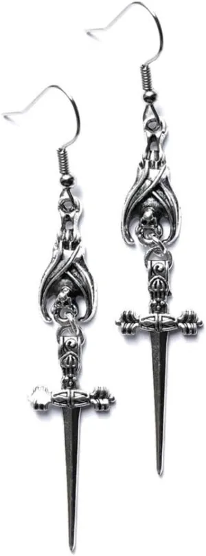 Gothic Sword Earrings Bat Cross Sword Dangle Drop Earrings Vintage Punk Rock Style Earrings Vampire Dagger Earrings Halloween Costumes Earrings Jewelry for Women